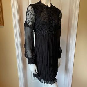 Free People black long sleeve backless lace dress